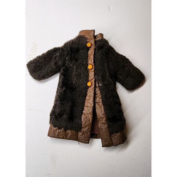 VNT 1970s Faux Fur Barbie Coat Suede And Fur Barbie Fashion Doll Lined Jacket - Picture 4 of 13